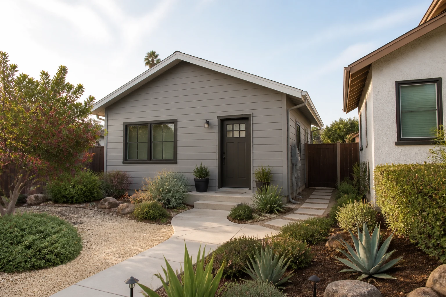 Detached San Marcos ADU planned with a private entry, utility route and inland landscaping